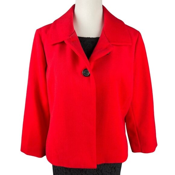 Chico's Women's Short Red Coat size 12 - Picture 1 of 7
